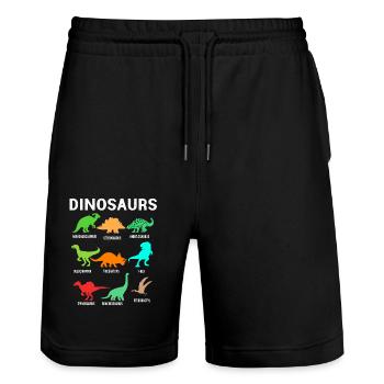 Dinosaurier - Stanley/Stella Unisex Bio Joggingshorts Trainer  - Schwarz - Vorne - Nik (191cm) & Marisol (170cm)