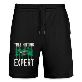 Disc Golf Discgolf | Disc golfer gift - Stanley/Stella Trainer Unisex Organic Jogging Shorts - black - Front - Nik (191cm) & Marisol (170cm)