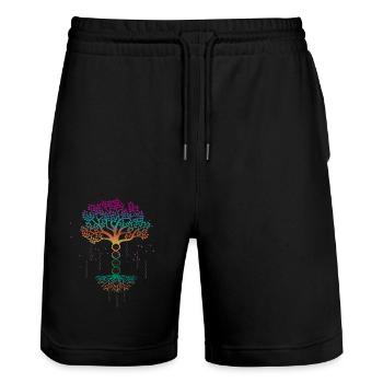 Lebensbaum, Lebensbaum Baum des lebens, Genetik, - Stanley/Stella Unisex Bio Joggingshorts Trainer  - Schwarz - Vorne - Nik (191cm) & Marisol (170cm)