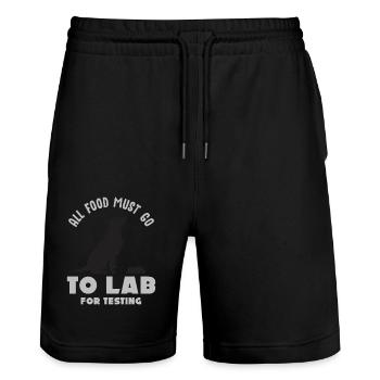 Labrador, Labrador Hunderasse, Agility, - Stanley/Stella Unisex Bio Joggingshorts Trainer  - Schwarz - Vorne - Nik (191cm) & Marisol (170cm)
