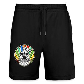 Modellbau Lokomotive Lok Modelleisenbahn - Stanley/Stella Unisex Bio Joggingshorts Trainer  - Schwarz - Vorne - Nik (191cm) & Marisol (170cm)