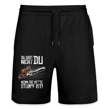 Du bist nicht Du wenn die Kette stumpf ist - Stanley/Stella Unisex Bio Joggingshorts Trainer  - Schwarz - Vorne - Nik (191cm) & Marisol (170cm)