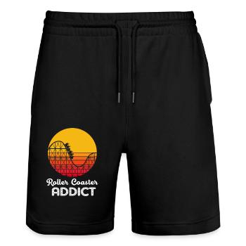 Roller coaster - Stanley/Stella Trainer Unisex Organic Jogging Shorts - black - Front - Nik (191cm) & Marisol (170cm)