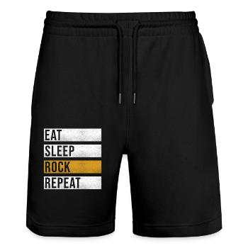 Rock Spruch lustig Rocker - Stanley/Stella Unisex Bio Joggingshorts Trainer  - Schwarz - Vorne - Nik (191cm) & Marisol (170cm)