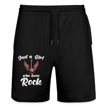 Rock Girl Spruch lustig Rocker - Stanley/Stella Unisex Bio Joggingshorts Trainer  - Schwarz - Vorne - Nik (191cm) & Marisol (170cm)