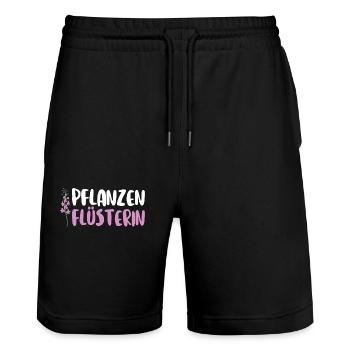 Pflanzen Flüsterin Pflanzen Garten Gärtner Blumen - Stanley/Stella Unisex Bio Joggingshorts Trainer  - Schwarz - Vorne - Nik (191cm) & Marisol (170cm)