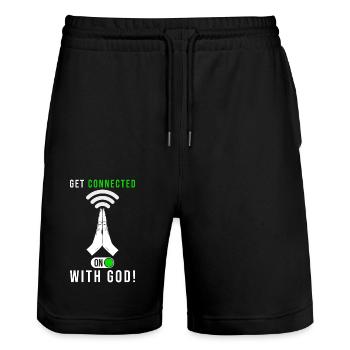 Christen Christlich Gott Spruch - Stanley/Stella Unisex Bio Joggingshorts Trainer  - Schwarz - Vorne - Nik (191cm) & Marisol (170cm)