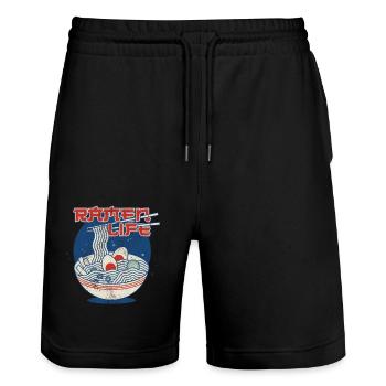 Ramen Life - Stanley/Stella Unisex Bio Joggingshorts Trainer  - Schwarz - Vorne - Nik (191cm) & Marisol (170cm)