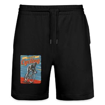 I'd rather be Cycling - Stanley/Stella Unisex Bio Joggingshorts Trainer  - Schwarz - Vorne - Nik (191cm) & Marisol (170cm)