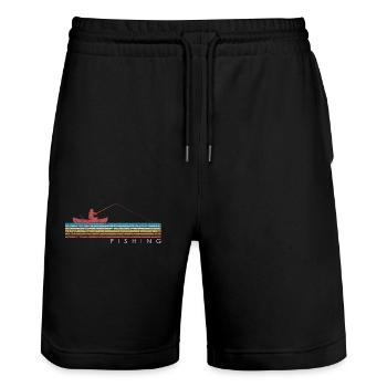 Pêche Pêche Pêche Rétro pêche pêche vintage pêche pêche - Short de jogging bio TRAINER Stanley/Stella unisexe - noir - Devant - Nik (191cm) & Marisol (170cm)