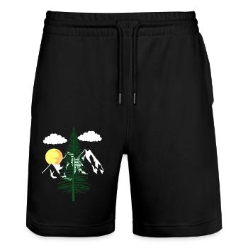 Wilderness Nature Mountains Tree Nature Lover Ecology - Stanley/Stella Trainer Unisex Organic Jogging Shorts - black - Front - Nik (191cm) & Marisol (170cm)