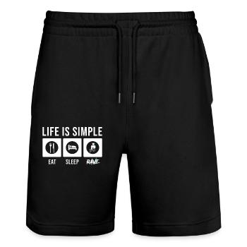 Rave Raver Techno Electro Musik - Stanley/Stella Unisex Bio Joggingshorts Trainer  - Schwarz - Vorne - Nik (191cm) & Marisol (170cm)