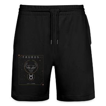 Zodiac Taurus - Stanley/Stella Trainer Unisex Organic Jogging Shorts - black - Front - Nik (191cm) & Marisol (170cm)