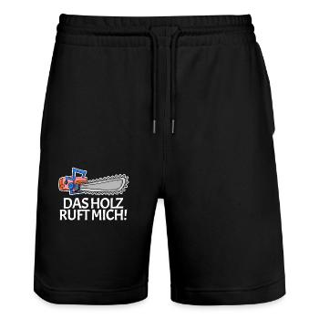 Das Holz ruft mich Kettensäge - Stanley/Stella Unisex Bio Joggingshorts Trainer  - Schwarz - Vorne - Nik (191cm) & Marisol (170cm)