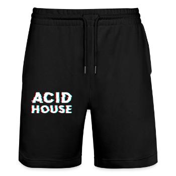Acid House - Stanley/Stella Trainer Unisex Organic Jogging Shorts - black - Front - Nik (191cm) & Marisol (170cm)