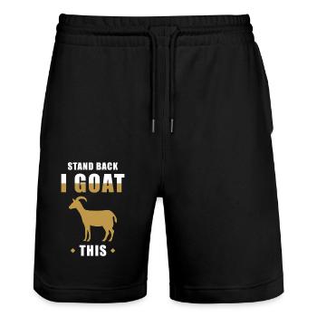 Ziege Spruch lustig Geißbock Wortpsiel - Stanley/Stella Unisex Bio Joggingshorts Trainer  - Schwarz - Vorne - Nik (191cm) & Marisol (170cm)