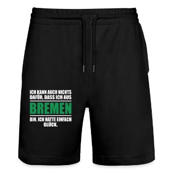 Bremen Bremer Bremerin Bundesland lustiges Bremen - Stanley/Stella Unisex Bio Joggingshorts Trainer  - Schwarz - Vorne - Nik (191cm) & Marisol (170cm)