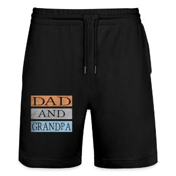 Dad and Grandpa - Stanley/Stella Trainer Unisex Organic Jogging Shorts - black - Front - Nik (191cm) & Marisol (170cm)