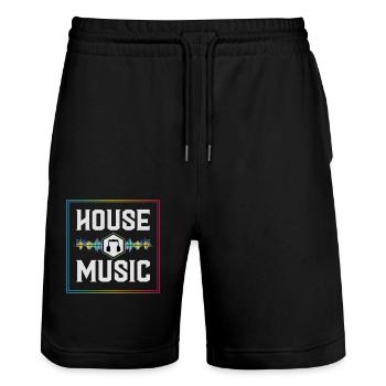 House music, House music Party, Rave, - Short de jogging bio TRAINER Stanley/Stella unisexe - noir - Devant - Nik (191cm) & Marisol (170cm)