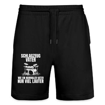 Schlagzeug Vater Musik Schlagzeuger Papa Musiker - Stanley/Stella Unisex Bio Joggingshorts Trainer  - Schwarz - Vorne - Nik (191cm) & Marisol (170cm)