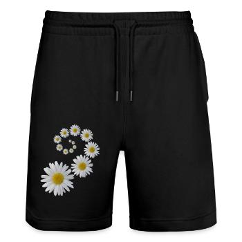 Margerites flower, flowers, flower, floral, floral - Stanley/Stella Trainer Unisex Organic Jogging Shorts - black - Front - Nik (191cm) & Marisol (170cm)