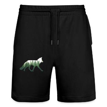Renard nature forêt - Short de jogging bio TRAINER Stanley/Stella unisexe - noir - Devant - Nik (191cm) & Marisol (170cm)