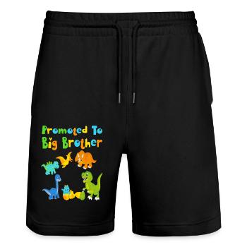 Enfin grand frère Dino - Short de jogging bio TRAINER Stanley/Stella unisexe - noir - Devant - Nik (191cm) & Marisol (170cm)