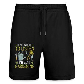 Jardin jardin jardinier jardinier jardinier cadeau - Short de jogging bio TRAINER Stanley/Stella unisexe - noir - Devant - Nik (191cm) & Marisol (170cm)