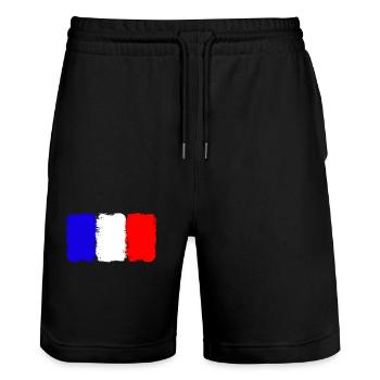 Drapeau de la France - Short de jogging bio TRAINER Stanley/Stella unisexe - noir - Devant - Nik (191cm) & Marisol (170cm)