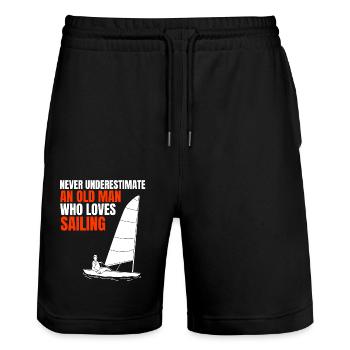 Voile capitaine voilier bateau à voile le sport - Short de jogging bio TRAINER Stanley/Stella unisexe - noir - Devant - Nik (191cm) & Marisol (170cm)