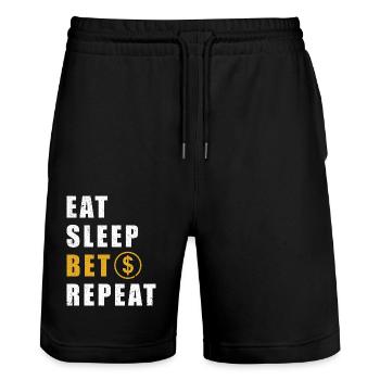 Wetten Casino Spruch - Stanley/Stella Unisex Bio Joggingshorts Trainer  - Schwarz - Vorne - Nik (191cm) & Marisol (170cm)