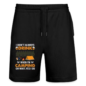 Happy Camper De camper Camping Cadeaux - Short de jogging bio TRAINER Stanley/Stella unisexe - noir - Devant - Nik (191cm) & Marisol (170cm)