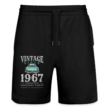 Vintage 1967 67 Anniversaire Rétro Millésime cadeau - Short de jogging bio TRAINER Stanley/Stella unisexe - noir - Devant - Nik (191cm) & Marisol (170cm)