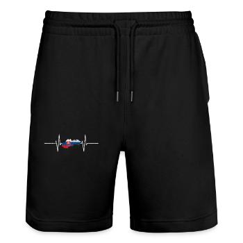 Slovakia Slovakia Heartbeat ECG Vintage Flag - Stanley/Stella Trainer Unisex Organic Jogging Shorts - black - Front - Nik (191cm) & Marisol (170cm)