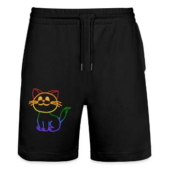 Katze LGBT Gay Pride gay Toleranz Anders - Stanley/Stella Unisex Bio Joggingshorts Trainer  - Schwarz - Vorne - Nik (191cm) & Marisol (170cm)
