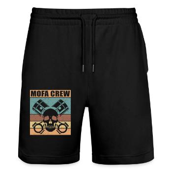 Mofa Mofafahrer Mofas Moped Mopedfahrer Geschenk - Stanley/Stella Unisex Bio Joggingshorts Trainer  - Schwarz - Vorne - Nik (191cm) & Marisol (170cm)