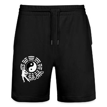 Qigong Yin und Yang - Stanley/Stella Unisex Bio Joggingshorts Trainer  - Schwarz - Vorne - Nik (191cm) & Marisol (170cm)