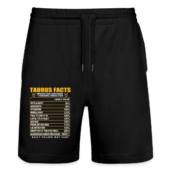 Stier Sternzeichen - Stanley/Stella Unisex Bio Joggingshorts Trainer  - Schwarz - Vorne - Nik (191cm) & Marisol (170cm)