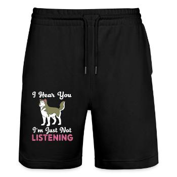 Malamute - Stanley/Stella Unisex Bio Joggingshorts Trainer  - Schwarz - Vorne - Nik (191cm) & Marisol (170cm)