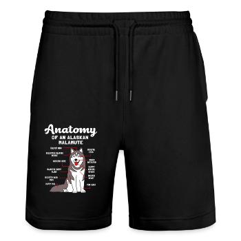 Malamute - Stanley/Stella Unisex Bio Joggingshorts Trainer  - Schwarz - Vorne - Nik (191cm) & Marisol (170cm)
