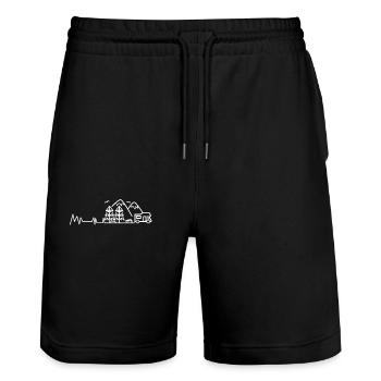 Herzschlag Wohnmobil Puls - Stanley/Stella Unisex Bio Joggingshorts Trainer  - Schwarz - Vorne - Nik (191cm) & Marisol (170cm)