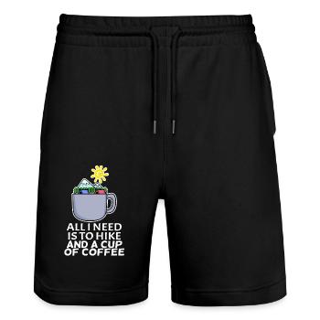 Kaffee Berg Berge Wandern - Stanley/Stella Unisex Bio Joggingshorts Trainer  - Schwarz - Vorne - Nik (191cm) & Marisol (170cm)