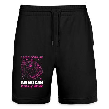 American Bully Mom Hund Hundebesitzerin Geschenk - Stanley/Stella Unisex Bio Joggingshorts Trainer  - Schwarz - Vorne - Nik (191cm) & Marisol (170cm)