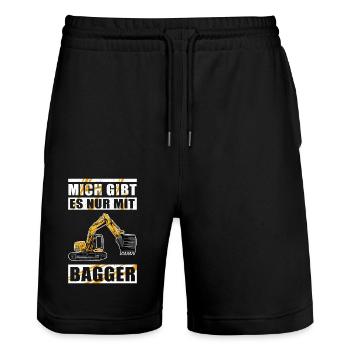 Baggerfahrer Baggerführer Baggern Bagger Geschenk - Stanley/Stella Unisex Bio Joggingshorts Trainer  - Schwarz - Vorne - Nik (191cm) & Marisol (170cm)