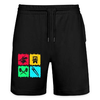 Blacksmith Anvil - Stanley/Stella Trainer Unisex Organic Jogging Shorts - black - Front - Nik (191cm) & Marisol (170cm)