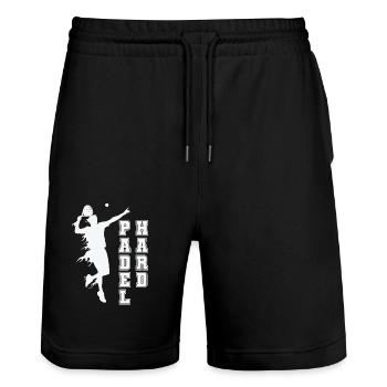 Padel Hard Tennis Sport et balle - Short de jogging bio TRAINER Stanley/Stella unisexe - noir - Devant - Nik (191cm) & Marisol (170cm)