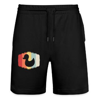 Duck Retro - Stanley/Stella Trainer Unisex Organic Jogging Shorts - black - Front - Nik (191cm) & Marisol (170cm)