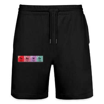 Lehrer Lehre Spruch Schüler Schule Lustig Geschenk - Stanley/Stella Unisex Bio Joggingshorts Trainer  - Schwarz - Vorne - Nik (191cm) & Marisol (170cm)