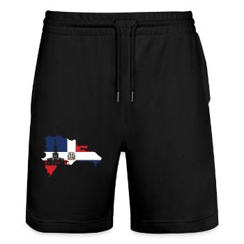 Dominican Republic Flag - Stanley/Stella Trainer Unisex Organic Jogging Shorts - black - Front - Nik (191cm) & Marisol (170cm)
