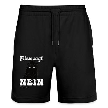 Friese sagt Nein cooles Pferde - Stanley/Stella Unisex Bio Joggingshorts Trainer  - Schwarz - Vorne - Nik (191cm) & Marisol (170cm)